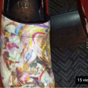 Shoes.  Color is named Picasso.  Nursing clogs.